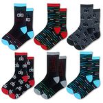 Boys TEW 6 Pack Design Ankle Socks - UK 12.5-3.5/EU 31.5-36 - Gamer