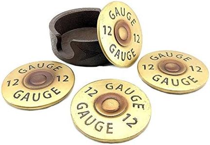 Bellaa 23301 Shotgun Coasters 12 Gauge Shell Set 4 Pcs with Holder Man Cave Decor Hunting Cabin Lodge Dining Woodland Furniture Buckshot Gun Gifts for Men