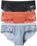 Justgoo Womens Lace G-String Thongs Panties Underwear Low Rise T-Back Underpants Pack of 1-5