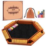 Toidgy 1-6 Players Shut The Box Dice Games, Wooden Board Table Math Game with 16 Dice and Instructions, Classics Close The Box Board Game for Adults Kids, Family Classroom Home or Bar