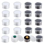 AMIJOUX 20PCS Mini Round Stone Box, Transparent Jewelry Storage Case with Sponge Box and Clear Top Lids for Jewelry Display, Plastic Loose Gemstone Display Storage Box