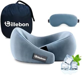 Billebon Gel Infused Memory Foam Neck Pillow, Travel Pillow with Adjustable Velcro Straps, Neck Pillow for Travelling & Flight Travel, Ergonomic Support for Comfort & Pain Relief(Grey Combo)