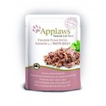 Applaws Natural Premium Wet Cat Food for Adult Cats, Tuna with Salmon in a Tasty Jelly Pack of 16 x 70g Pouches