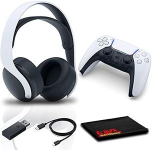 PlayStation Pulse 3D Wireless Headset Bundle with DualSense Wireless Controller and 6Ave Microfiber Cleaning Cloth 5