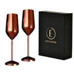 Exclusivish Shiny PVD Rose Gold Champagne Glasses (Set of 2) with Gift Box – Perfect Wedding, Anniversary, and Couple Gift – Elegant Wine Glasses for Marriage, Engagement, or Special Occasions