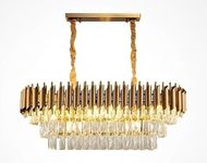 MAZAYA Pure Gold Chandelier in 600 * 300 mm with K9 Crstal for Home Decoration |Ceiling Light Fixture for Living Room| Jhoomar for Home