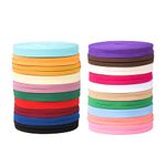 Euvoym 20 Rolls Bias Tape Bias Binding Tape Double Fold Bias Tape for Sewing Piping Hemming, 160m