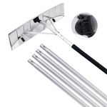 Scratch Free Snow Roof Rake with Wheels for Snow Removal, 4.78’-19.88’ Extendable Aluminum Snow Rake for House Roof, Time-Saving Lightweight Roof Snow Removal Tool with 25" Blade, 5-Section Tubes