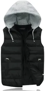 Gihuo Women's Puffer Vest Zip Up Quilted Padded Winter Sleeveless Hooded Vest Gilet Warm Jacket Outerwear Vest(02Black-L)