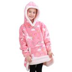 softan Wearable Blanket Hoodie for Kids, Super Warm and Soft Sherpa Flannel Sweatshirt Blanket with Giant Pocket, Toddler Hooded for 2-6 Year Old Girls Gifts, Pink Unicorn