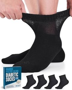 Doctor's Select Bamboo Diabetic Socks Women & Men - 4 Pairs Ankle Neuropathy Socks | Diabetic Socks for Women Size 6-9 | 9-11, Black - 4 Pairs, Medium