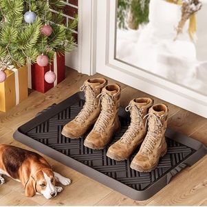 LFCONNECT Boot Tray, Rubber Shoe Trays for Entryway, Waterproof Muddy Shoe Mat for Indoor/Outdoor Storage, 27.5"x16" Shoe Organizer with Multi Use for Boots, Plants, Pets