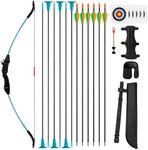SERfawnCH 15lbs Recurve Bow and Arrow Set for Beginners, Left & Right Handed Youth Archery Kit with 12 Arrows & 6 Targets, Outdoor Practice Bow (Blue)