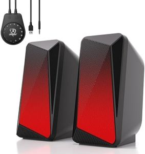 SOULION C30 Enceintes PC pour Bureau, Haut Parleur Bluetooth pour Moniteur, Ordinateur Portable, Jeux, Entrée Auxiliaire 3,5 mm, Alimentation USB, éclairage LED Coloré, 1 Paire