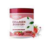 Greeni Collagen Booster Powder for Healthy, Youthful & Glowing Skin | 100% Plant-based with Hyaluronic Acid & Rose Hip Extract| For Women & Men | Strawberry Flavour, (Pack Of 1)