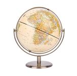 Exerz 8" (20cm) Antique Globe Metal Arc and Base Bronzed Color - English Map - World Globe All Direction 360° Rotating - Mordern Map with Antique Look