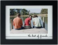 Malden International Designs Rustic Woods Silkscreened Glass Floater "The Best of Friends" Matted Picture Frame, 4x6/6x8, Black