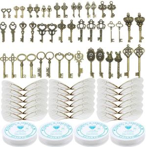 46 PCS Antique Bronze Vintage Skeleton Keys Charms Potter Flying Keys Enchanted Key With 50 Pairs Dragonfly Wings and 105 Yards Fishing Line For Jewelry Making Necklace Crafts, Plastic Metal Bronze