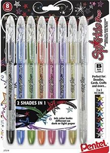 Pentel Sparkle Pop Bold Line Metallic Gel Pen, 1.0 mm Tip Size, Assorted (Pack of 8)