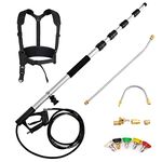 GiantexUK Telescoping Pressure Washer Wand, 18FT 4000PSI High Power Washer Spray Wand Kit with 2 Extension Wands, 5-Section Adjustable Length, 5 Nozzles, 3 Couplers & Support Harness for Roof Gutter