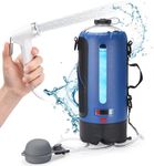 HappyPo Portable Camping Shower - Outdoor Camping Solar Shower Pump - Shower Bag with Pressure Foot Pump with Temperature Indicator - Rinse Kit Portable Shower System -Water Equipment for Road Travel