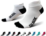 SB SOX Low Cut Athletic Socks – Compression Ankle Socks for Men & Women – 2 Pairs (US, Alpha, X-Large, Regular, Regular, White/Black)