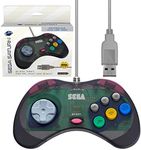 Retro-Bit Official Sega Saturn USB Controller Pad for Sega Genesis Mini, PC, Mac, Steam, RetroPie, Raspberry Pi - USB Port - Slate Grey