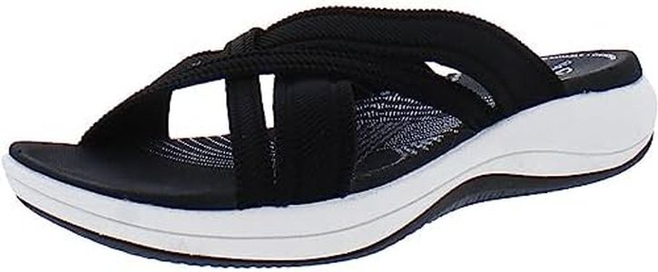 Clarks Women's Mira Isle Slide Sandal, Black Textile, 8