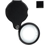 20X Pocket Magnifier - Black Mini Portable Handheld Folding Eye Loupe Magnifying Glass Lens with Rotating Protective Holster for Reading Inspection OS18