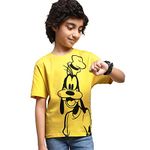 Kidsville Mickey & Friends Printed Regular Fit Yellow Cotton Boy's T-Shirt