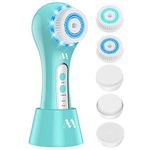 Facial Cleansing Brush IPX7 Waterproof Electric Rechargeable Face Spin Brush for Deep Cleansing, Facial Spin Brush with 5 Brush Head, Gentle Exfoliating, Removing Blackhead, Massage