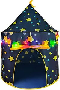 LotFancy Play Tent for Boys Girls, with Star Lights and Storage Carrying Bag, Pop Up Play Tent House for Kids Toddlers, Indoor and Outdoor Use, Foldable, Portable, Blue