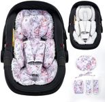 Infant Car Seat Insert with Extra Headrest, Adjustable Carseat Head Support for Preemie to Toddler, 2 in 1 Breathable Air Mesh Car Seat Insert for Newborn, Mink Dot Baby Car Seat Cushion for Stroller