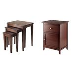 Winsome Wood Nesting Table + Winsome Wood Night Stand/Accent Table with Drawer and Cabinet