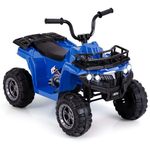 GYMAX Kids Electric Quad Bike, 6V Battery Powered Toy Car with MP3 Player, LED Headlights, Storage Basket, Forward & Backward, Children Ride on ATV for 2-5 Years Old Boys Girls (Blue)
