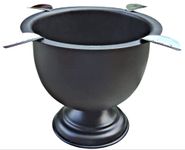 Cigar Ashtray Made In Iron Metal Tall Deep Bowl Box Pressed Wind Resistant Ashtray With 4 Stirrups. (Black)