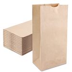 Fit Meal Prep [125 Pack] Heavy Duty Kraft Paper Bags 16 x 8 x 5.5 20 LB Grocery Lunch Retail Shopping Durable Natural Brown Barrel Sack