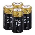 Luseyohxs CR123a Battery 3.7V Li-Ion [Rechargeable] 4-Pack for Arlo Cameras (VMC3030/VMK3200/VMS3330/3430/3530), Flashlights, Microphones, Cameras and Photographic Equipment