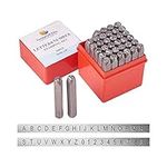 PandaHall Elite 36 Pcs Letter and Number Metal Stamp Set, 1/4" 6mm, Alphabet A to Z and Number 0 to 9 and Symbol, Iron Uppercase Stamps Punch Press Tool for Imprinting on Metal Jewelry Leather Wood