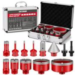 DAYDOOR Diamond Core Drill Bit Set, 13PCS Diamond Hole Saw Kit, 6/6/8/20/25/35/50/75/100+20mm Finger Bit+50mm Beveling Chamfer Bit, Diamond Hole Saw Drill Bits for Tile Ceramic Porcelain