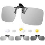 TEMSO Photochromic Clip On Sunglasses,HD Vision Polarized UV400 Anti Glare For Mens Women|Flip up|Day Night Driving|60 * 42mm