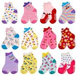 ELUTONG Toddler Baby Grip Socks-Cute Kid's Non Slip Socks-12 Pairs Of Baby’s Socks Suitable Baby Kids Aged 1-3 Years