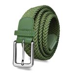 AXKAL Golf Belt Men Elastic Braided Belt Unisex Men Women Value Pack, Men’s Elastic Stretch Woven Belt (49''(125cm) Fits Waist 42''-46'', Green)