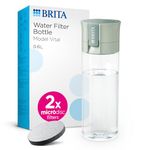 BRITA Water Filter Bottle Light Green (600ml) incl. 2x MicroDisc Filters - portable water filtration bottle for hydration on-the-go, filters chlorine, organic impurities, hormones & pesticides