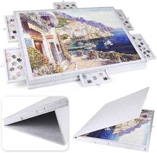 Ruication Tilting Jigsaw Puzzle Board 2-in-1 Designed Stand & Cover Lightweight Felt Jigsaw Board with 6 Drawers Portable 1000 Pieces Jigsaw Puzzle Table for Games Adults Kids Gift