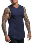 CHKOKKO Men Solid Gym Tank Tops Sleeveless Sports Regular Fit Vest Navy Blue 2Xl