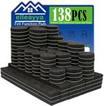 Super Strong Adhesive Felt Pads for Furniture(138PCS Round and Rectangle,6 Sizes Black)