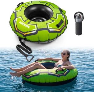 Hikeen 47'' Heavy Duty River Tube with 600D Oxford Cover, 330lb Capacity, River Floats for Adults with Electric Pump, Cushion, Cup Holder & Handles for Pool, Lake, River-Green