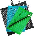 Vaultz Mesh Zipper Pouch Set - Pack of 3 - Mesh Pouch Zipper Bags for Organizing, Storage, Travel, School, Cosmetics - Small, Medium & Large Assorted Bag Sizes - Asst Colors