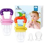 Baby Fresh Food Feeder, Tinabless 2Pcs Silicone Baby Teethers Toy for Toddlers&Kids&Infant, Baby Teething Food Fruit Pacifier, Bonus Includes 3 Sizes Silicone Pouches